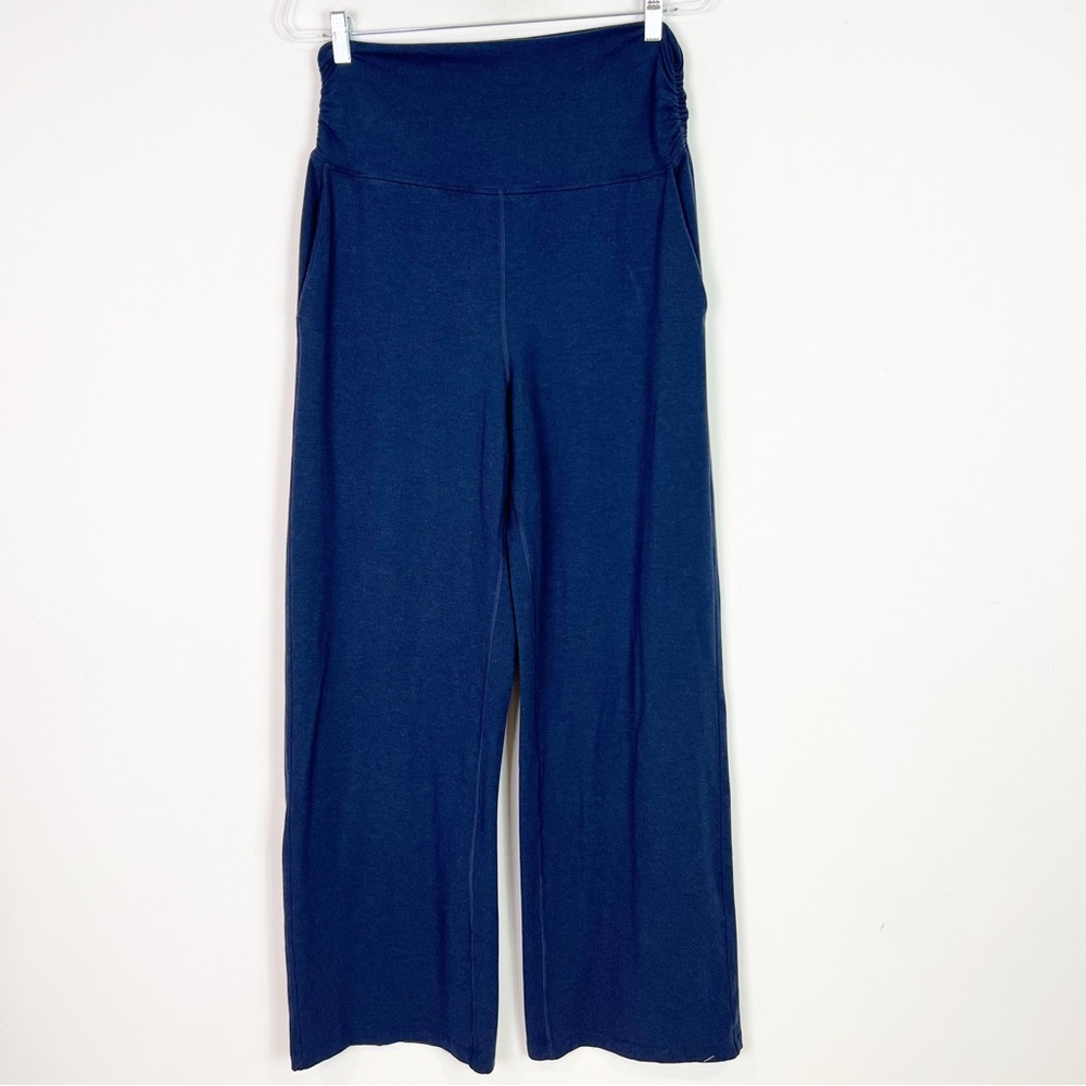 LULULEMON BLUE WIDE LEG HIGH WAIST LOUNGE PANTS WITH POCKETS WOMENS SZ 10